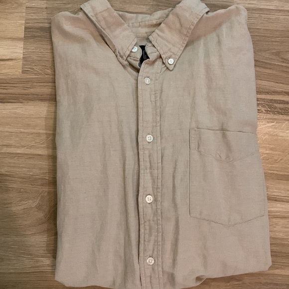 Gap Men’s Linen Cotton Blend Short Sleeve Collar Button Down Shirt - Picture 8 of 8